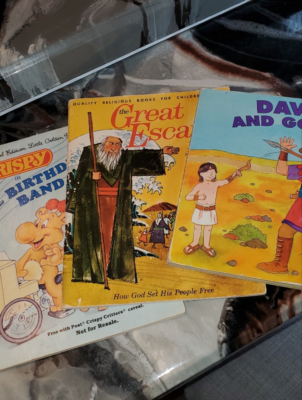 Childrens Books, Set of 3,.Great Escape, David and Goliath and Crispys Birthday